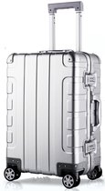 Manzibo - Bagagekoffer - Reiskoffer - Trolley - Hardcase koffer - 20L - Aluminium - Wieltjes - 4 Wielen - Zilver