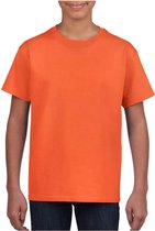 Oranje basic t-shirt met ronde hals voor kinderen unisex- katoen - 145 grams - oranje shirts / kleding voor jongens en meisjes - Koningsdag / supporter L (140-152)