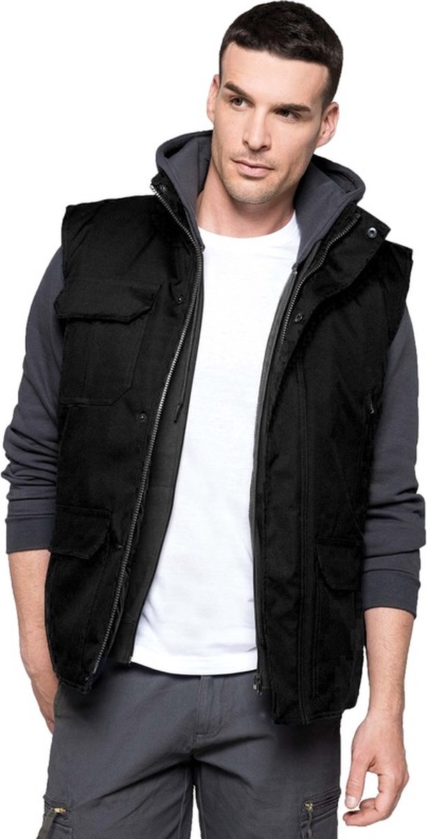Outdoor/werk winter vest/bodywamer voor heren Herenkleding/dikke jassen Mouwloze outdoor buiten werk vesten Zwart