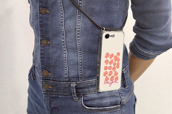 Coque avec cordon iPhone SE 2020 - Bloem - Abstrait - New York - Siliconen - Bandoulière - Coque arrière avec cordon - Coque pour téléphone avec cordon - Coque avec corde