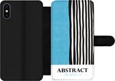Bookcase Geschikt voor iPhone XS telefoonhoesje - Design - Blauw - Zwart - Wit - Met vakjes - Wallet case met magneetsluiting