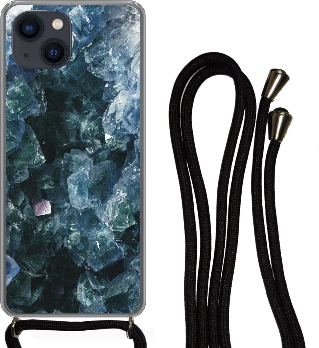 Telefoonkoord - Telefoonketting - Telefoonhoesje Geschikt voor iPhone 13 Mini - Edelstenen en mineralen - Kristal - Natuursteen - Siliconen - Crossbody - Telefoonhoesje met koord Telefoonhoesje