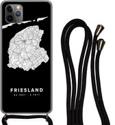 Hoesje met koord Geschikt voor iPhone 11 Pro Max - Kaart - Friesland - Nederland - Siliconen - Crossbody - Backcover met Koord - Telefoonhoesje met koord - Hoesje met touw
