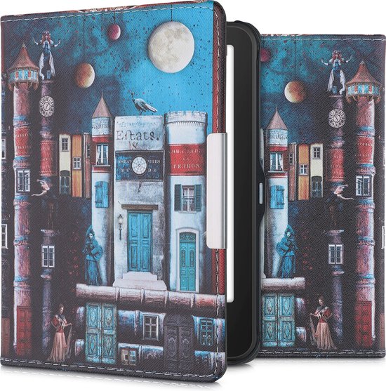 kwmobile housse pour Tolino Vision 1 / 2 / 3 / 4 HD - Etui pour liseuse en multicolore - design book city