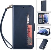 Luxe Telefoonhoesje voor Samsung Galaxy S22 | Hoogwaardig Leren Bookcase | Lederen Wallet Case | Pasjeshouder | Blauw