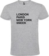 Grijs t-shirt met " London, Paris , New York, Sneek " print Zwart size XXXXL