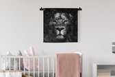 Tapisserie - Tissu mural - Lion - Animaux - Jungle - Zwart - Wit - 60x60 cm - Tapisserie