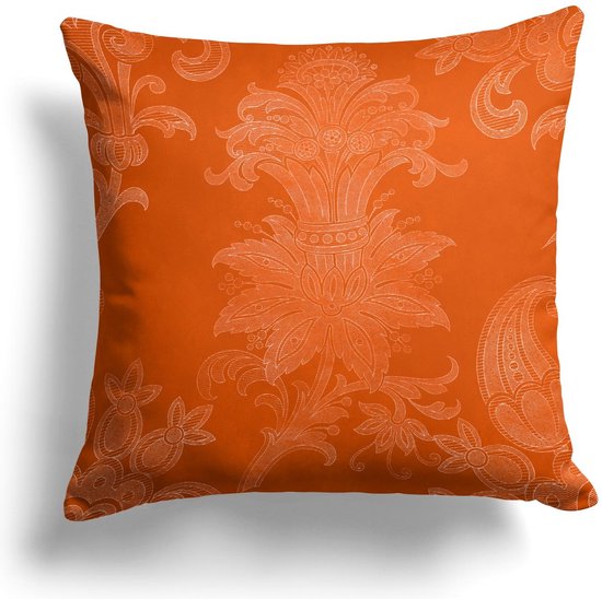 Zijou Boho&Ethnic orange décoratif coussin de salon stylé - Coussins salon - Intérieur ou extérieur 43x43cm