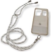 Universeel telefoonkoord wit 80cm - keycord - telefoon koord voor telefoon hoesje - verstelbare afneembare schouderhals crossbody universele houder voor mobiele telefoon - telefoon