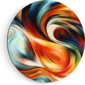 Artaza Dibond Muurcirkel Abstracte Kunst van Kleurrijke Verf - Ø 50 cm - Klein - Wandcirkel - Rond Schilderij - Voor Binnen en Buiten