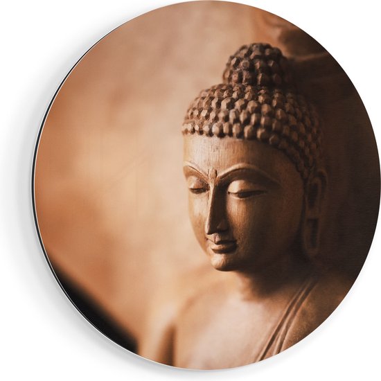 Artaza Dibond Wall Circle - Statue de Bouddha - Ø 50 cm - Klein - Wall Circle - Tableau Rond - Pour Intérieur et Extérieur