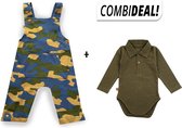 Frogs and Dogs - baby - kraamcadeau - babyshower - jongens/meisjes - tuinpak met shirt - camouflage - maat 74