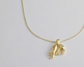 2bs jewelry panter ketting, zilveren dames ketting, 14k goud plated, handmade, ketting met hanger