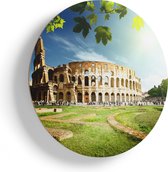 Artaza Houten Muurcirkel - Colosseum in Rome, Italië - Ø 80 cm - Groot - Multiplex Wandcirkel - Rond Schilderij
