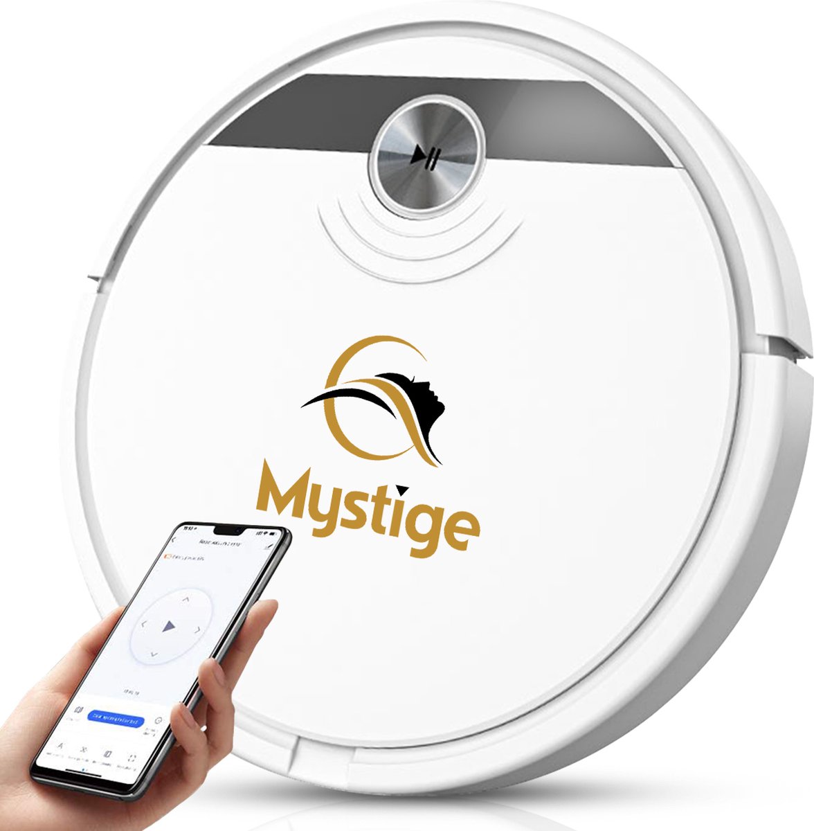 Mystige® Robotstofzuiger met Dweilfunctie- en Veegfunctie – Robot Stofzuiger – Handige App voor iOS & Android - Wit