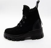 Bont gevoerd leren dames enkellaarsjes / dames biker boots maat 39