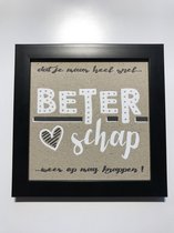 Tekstbord / Wandbord / Beterschap / Verjaardag / Cadeau / Woondecoratie / Bruin / Fotolijst