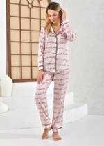 Satijn Dames Pyjamaset Oudroze Sweet Dreams Maat XL