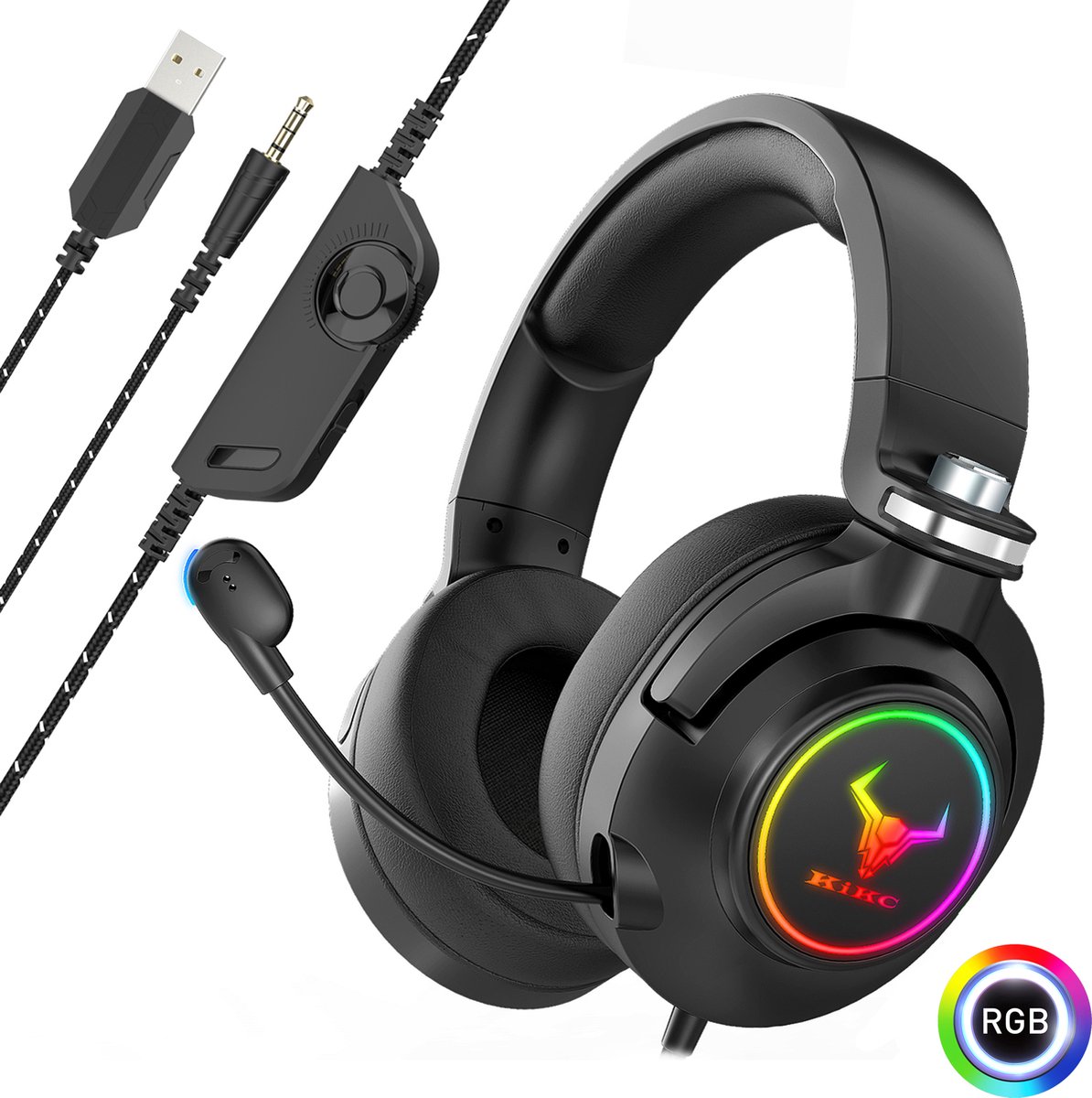 Gavury RGB EXCELLENCE Koptelefoon - RGB led verlichting - Met koptelefoon CASE - Voor PS4 PS5 en XBOX One Gaming Hoofdtelefoon - Professionele Gaming Headset - Surround Sound & Noise cancelling headset