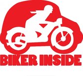 Biker inside sticker voor op de auto - Auto stickers - Auto accessoires - Stickers volwassenen - 15 x 12 cm Rood