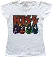 Kiss Dames Tshirt -S- Logo, Faces & Icons Wit