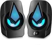 Leory® Game Speakers - Speakers voor PC - Gaming Speakers - Speakers voor Monitor - USB - LED RGB - Sterke Bas - Gaming Geluid - Gaming Speaker - Computer Speakers - Zwart