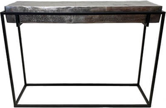 Wandtafel  - sidetable - robuust  - tin/nikkelkleur - metalen frame  -  H75cm