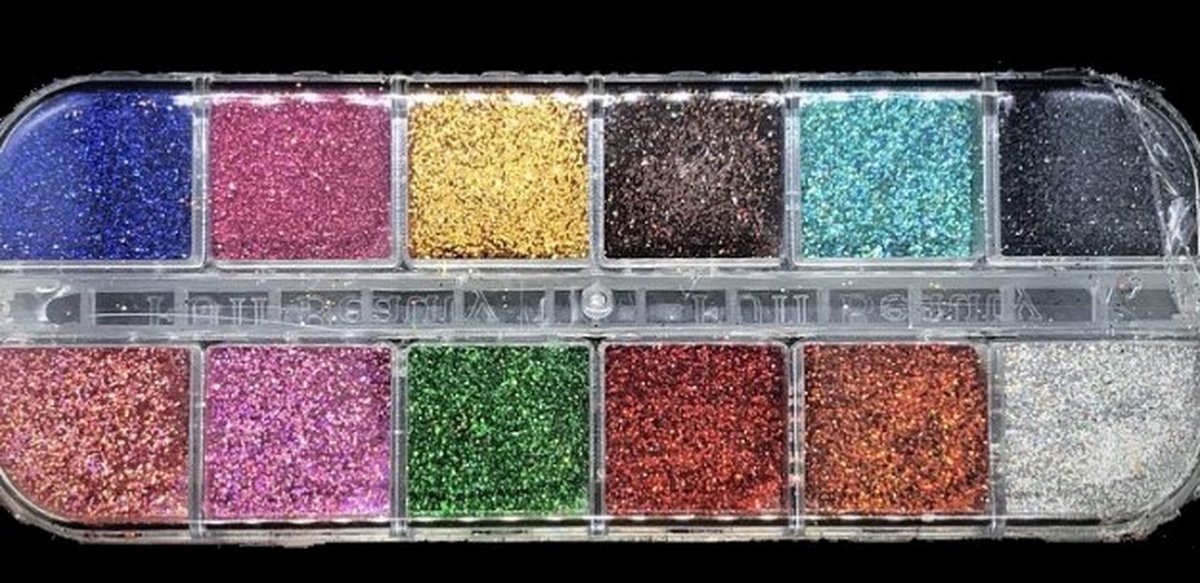 Goedkoopste Glitterbox 2 - Glitters - Nail art - Glitter nagels - Nagelverzorging - Nail art tools - 12 verschillende kleuren glitters - Nageldecoratie - Nagelverzorging - Polygel - UV gel - Acryl nagels - Gel nagels - Nagelstyliste