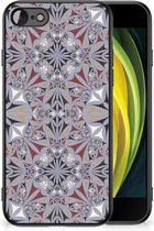 Hoesje Geschikt voor iPhone 7/8/SE 2020/2022 Telefoonhoesje met Zwarte rand Flower Tiles