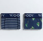 Woody duopack boxershort jongens - marine blauw + krokodil - 221-1-CLD-Z/065 - maat 98