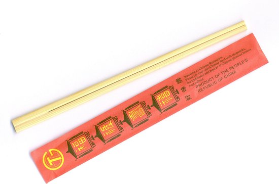 BamBoo Chopsticks - 20 paar - in rood papieren zakje - Merkloos