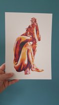 'Yoga pose' | Kunst Poster | merk: MadameRuiz | A4 formaat | gerecycled papier | Subtiel naakt portret - Yoga - Kunst aan de muur - Wanddecoratie - Woonaccessoire - Decoratie - Rel
