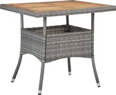 Decoways - Tuintafel poly rattan en massief acaciahout grijs