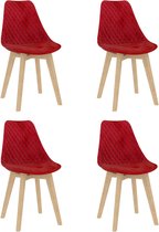 Decoways - Eetkamerstoelen 4 st fluweel rood