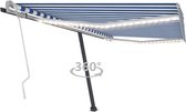 Decoways - Luifel handmatig uittrekbaar met LED 450x350 cm blauw en wit