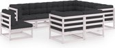 Decoways - 9-delige Loungeset met kussens massief grenenhout wit