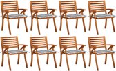 Decoways - Tuinstoelen 8 st met kussens massief acaciahout