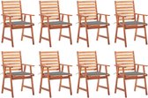 Decoways - Tuinstoelen 8 st met kussens massief acaciahout
