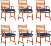 Decoways - Tuinstoelen 6 stuks met kussens massief acaciahout