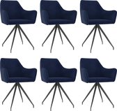 Decoways - Eetkamerstoelen 6 stuks fluweel blauw