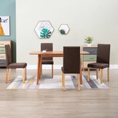 Decoways - Eetkamerstoelen 4 st stof bruin