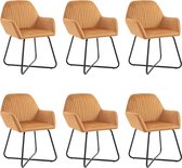 Decoways - Eetkamerstoelen 6 st fluweel oker