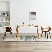 Decoways - Eetkamerstoelen 2 stuks gebogen hout en kunstleer crème