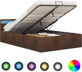 Decoways - Bedframe met opslag hydraulisch LED stof bruin 140x200 cm
