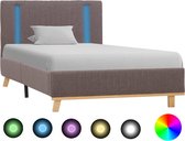 Decoways - Bedframe met LED stof taupe 90x200 cm