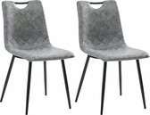 Decoways - Eetkamerstoelen 2 stuks kunstleer donkergrijs