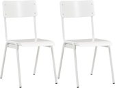 Decoways - Eetkamerstoelen 2 st massief multiplex staal wit