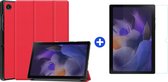 Samsung Galaxy Tab A8 hoes - (2021/2022) - Tri-Fold + Samsung Galaxy tab A8 screenprotector - Rood