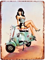 2D metalen wandbord "Girl on Scooter" 25x33 cm