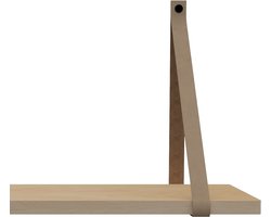 Handles and more Leren plankdragers - met sierschroeven - 100% leer – Taupe – set van 2 leren plank banden